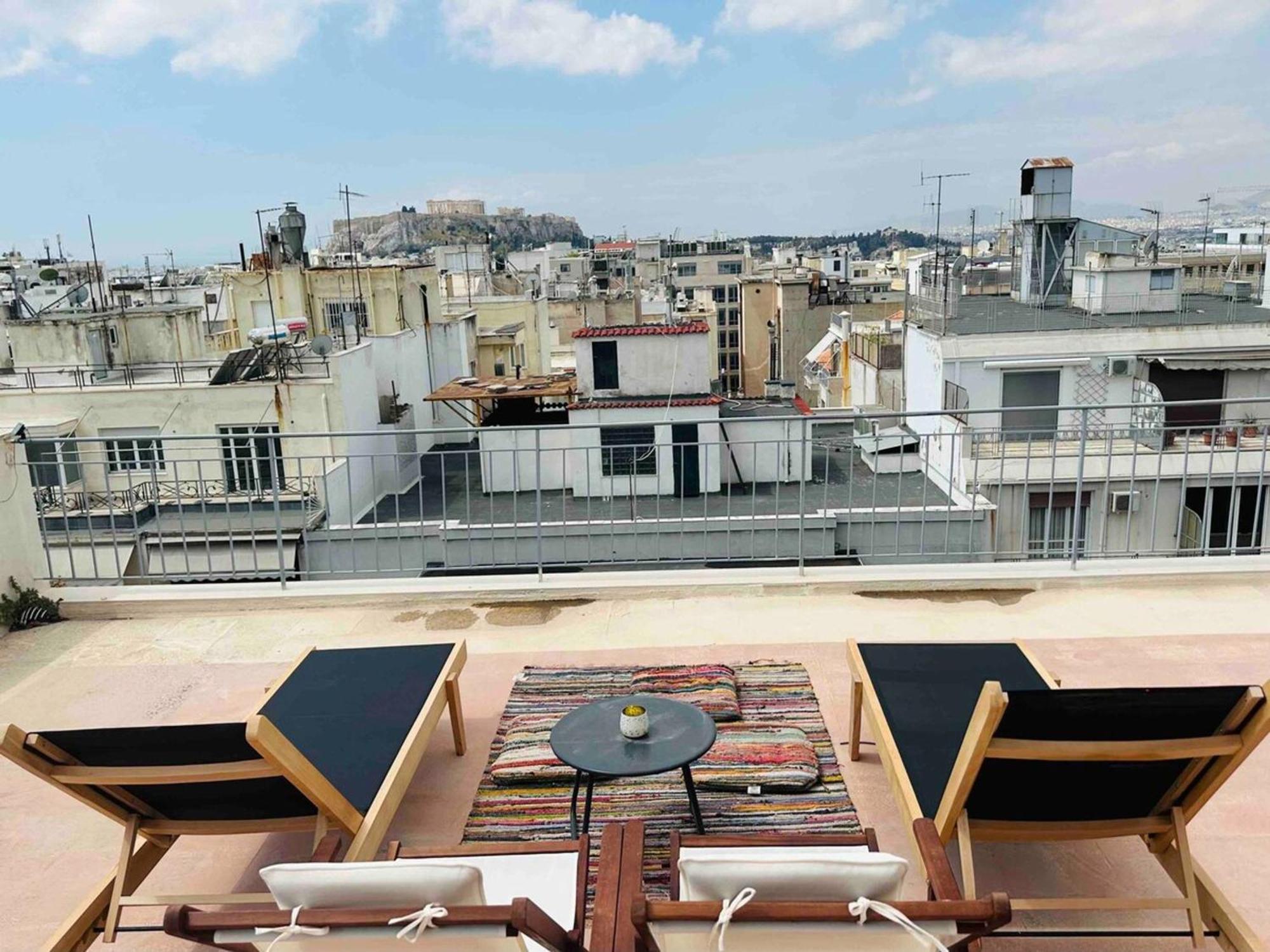 Appartamento 200Mbps Wifi - Penthouse With Acropolis View Atene Esterno foto