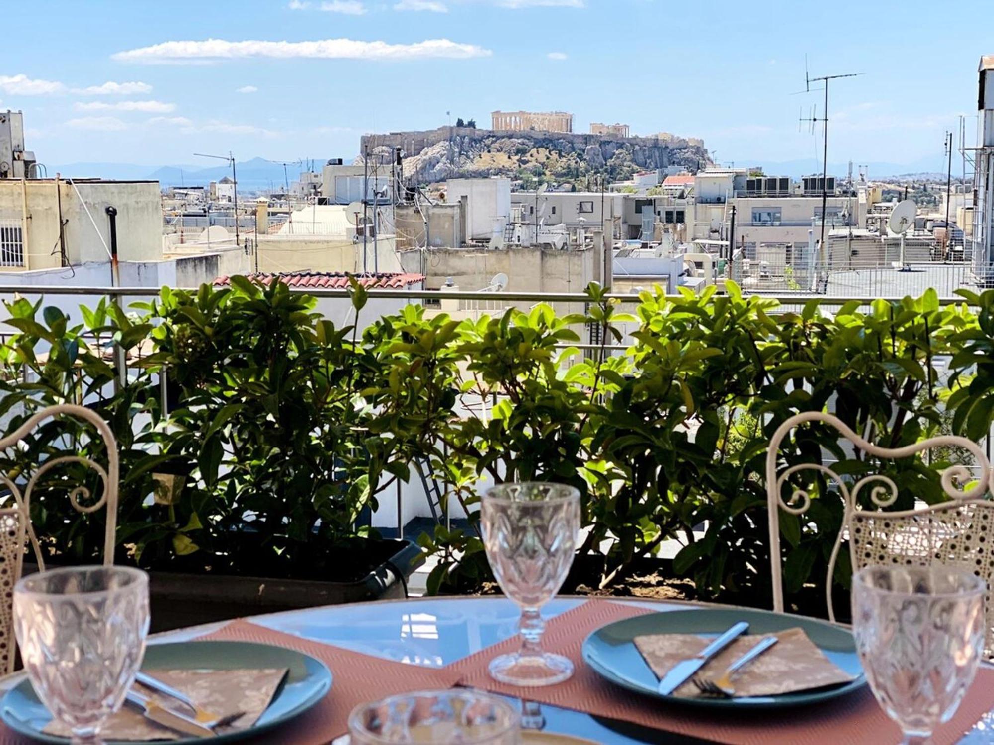 Appartamento 200Mbps Wifi - Penthouse With Acropolis View Atene Esterno foto